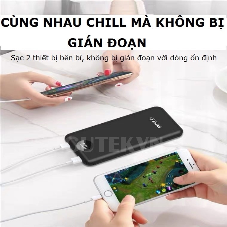 Pin Sạc dự phòng 10000mah 2 cổng usb sạc nhanh thông minh 2.1a – Gutek Q7117