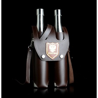 Bình rượu CCCP 02 sinh đôi, tổng dung tích 1.5L, có bao da đi kèm, tặng phễu inox