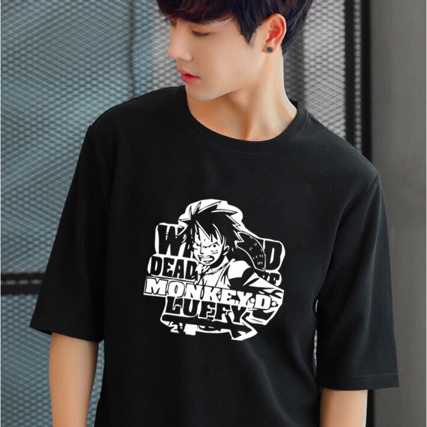 Áo phông unisex Luffy OnePiece tay lỡ form rộng dáng xuông cả nam nữ Siêu Ngầu - áo thun 360 oversize basic tee big logo