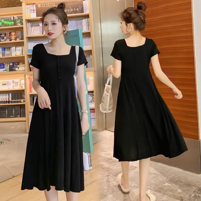 🤰đầm thun co giãn mùa hè cho bà bầu-hàng quảng châu(sẵn hàng giao ngay)