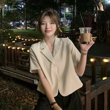 Áo khoác kiểu vest dáng ngắn tay ngắn thiết kế mới thời trang mùa hè cho nữ