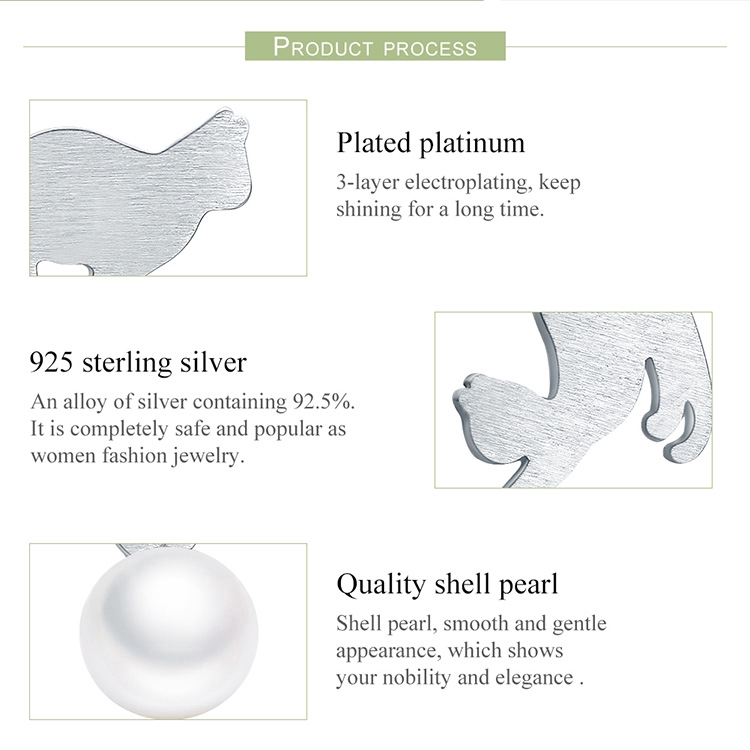 Bông tai Bamoer bạc 925 họa tiết chú mèo chơi bóng xinh xắn