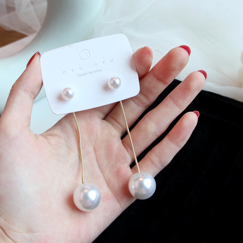 Bông Tai Mạ Bạc 925 Dáng Dài Đính Ngọc Trai Phối Tua Rua Sang Trọng