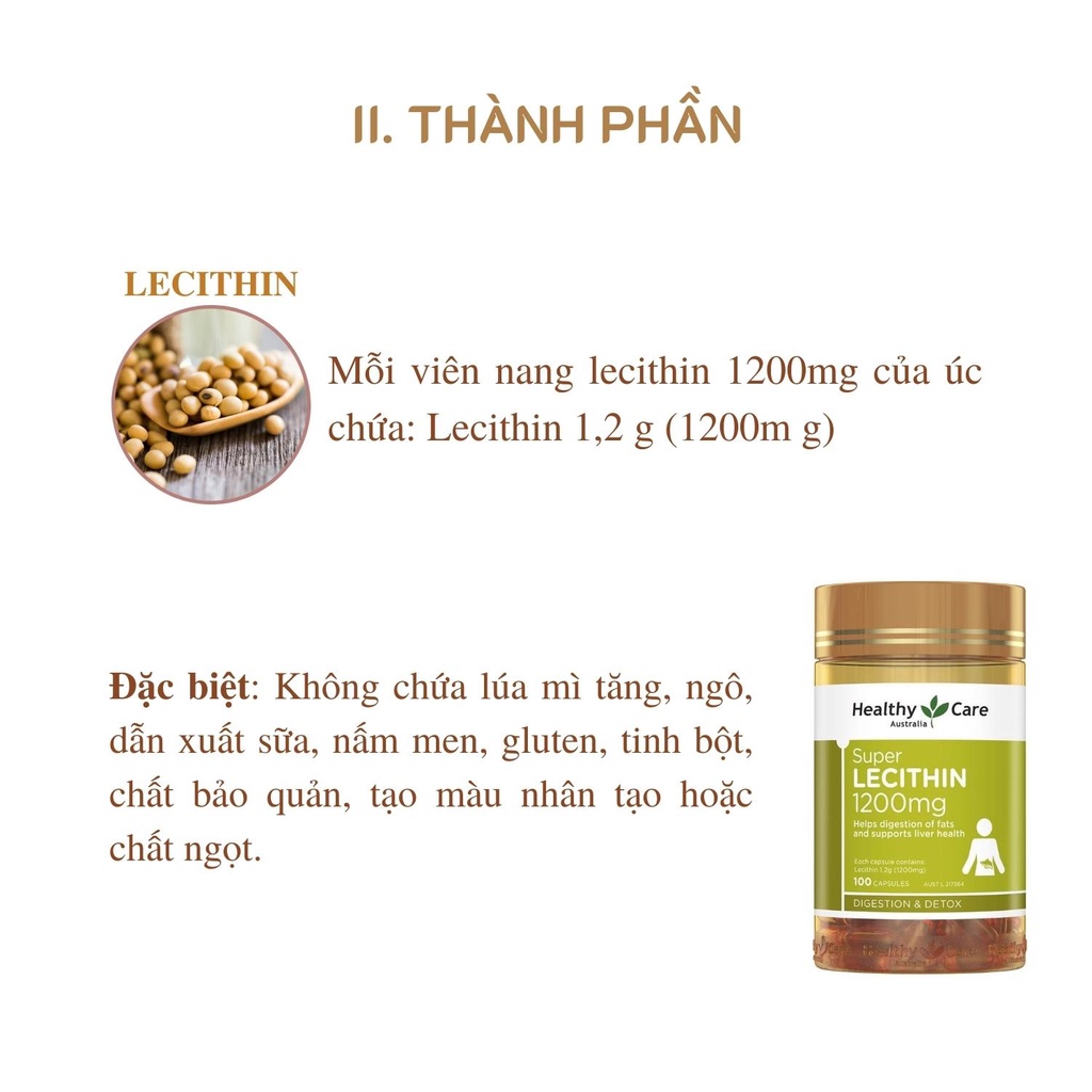 Tinh chất mầm đậu nành Healthy Care Super Lecithin 1200mg Úc - Hàng chính hãng
