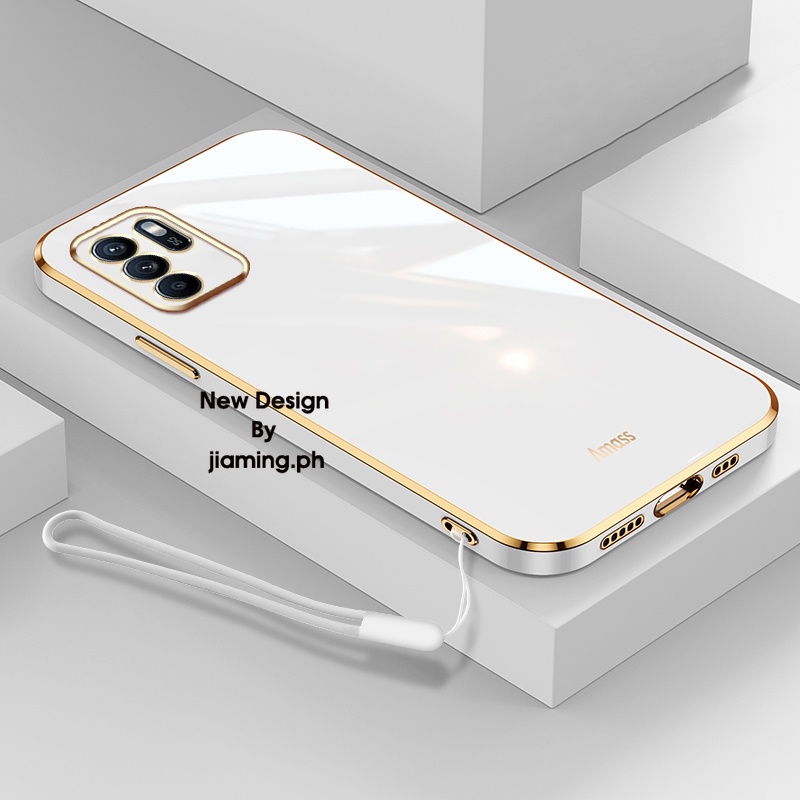 Ốp Điện Thoại Mềm Màu Kẹo Thiết Kế Sang Trọng Có Dây Đeo Cho OPPO Reno 6Z 2022