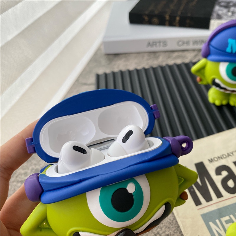 Vỏ Bảo Vệ Hộp Sạc Tai Nghe Airpod 1 2 3 pro Bằng Silicon Mềm Thiết Kế Đôi Mắt To Dễ Thương Sáng Tạo Với Móc Kim Loại