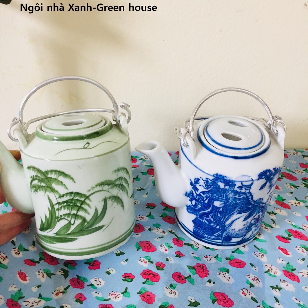 Ấm tích pha trà, bình hãm trà xanh, ủ trà thơm ngon thiết kế hoa văn sơn thủy họa tiết, kích cỡ loại 0,5L