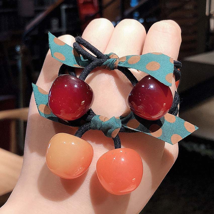 Dây buộc tóc nữ Cherry - Set 3 dây cột tóc dễ thương, bền đẹp - NASI Store