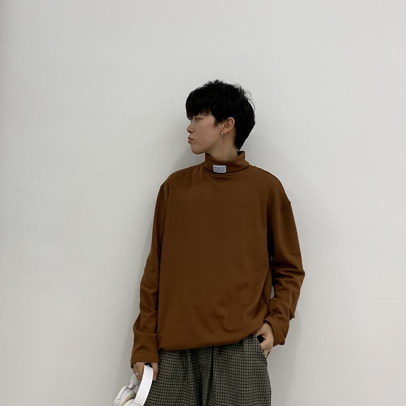 Áo Thun Cotton Tay Dài Cổ Tròn Màu Trơn Phong Cách Nhật Bản Cho Nam Màu Sắc | BigBuy360 - bigbuy360.vn