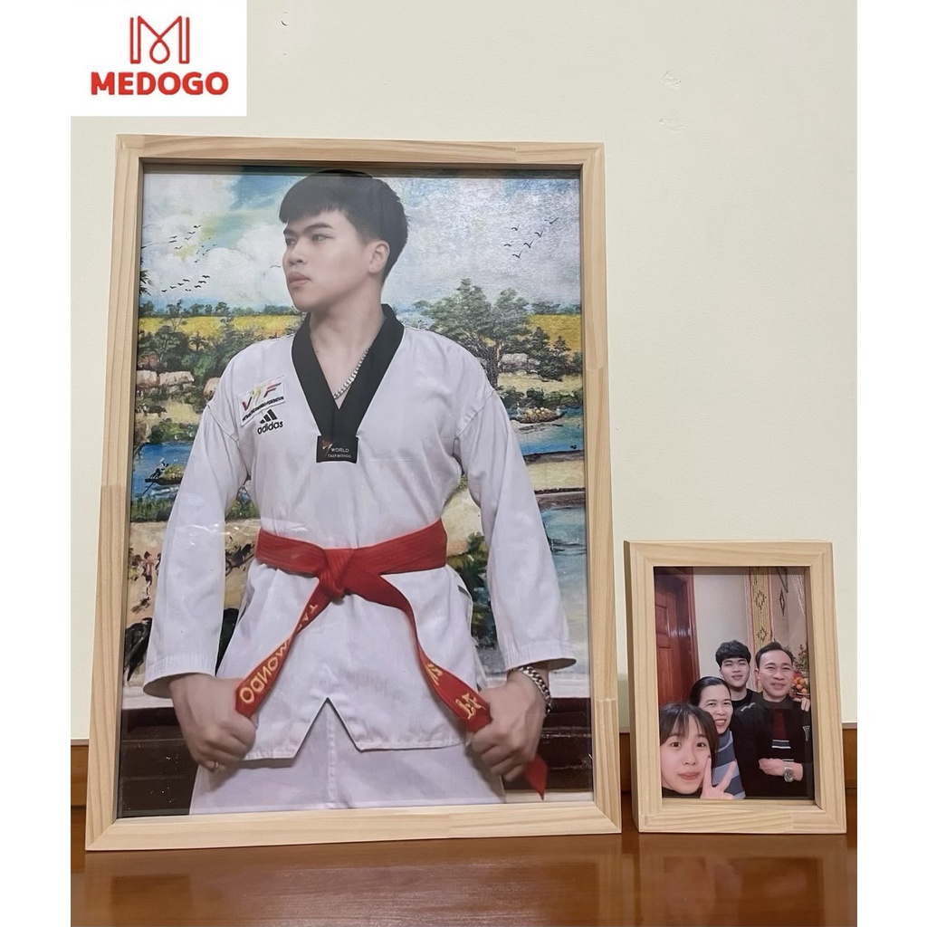 Khung ảnh gỗ MEDOGO để bàn độ dày 2,5cm, gỗ thông nhập khẩu trang trí nhà cửa phong cách hiện đại