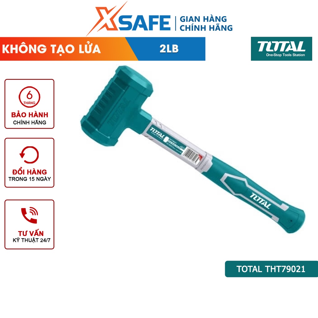 Búa nhựa 2 đầu tròn không nảy TOTAL THT79021 2LB, cao su 2 đầu, cán nhựa chống trượt, không tạo lửa - chính hãng