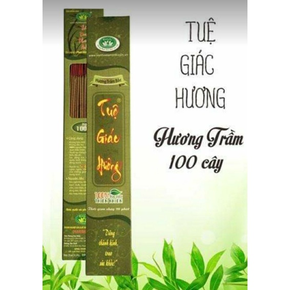 Nhang sạch thảo dược 4 tấc : TUỆ GIÁC HƯƠNG - Hộp 100 cây - Nhang Sạch Hương Trầm Bắc, Hương Quế