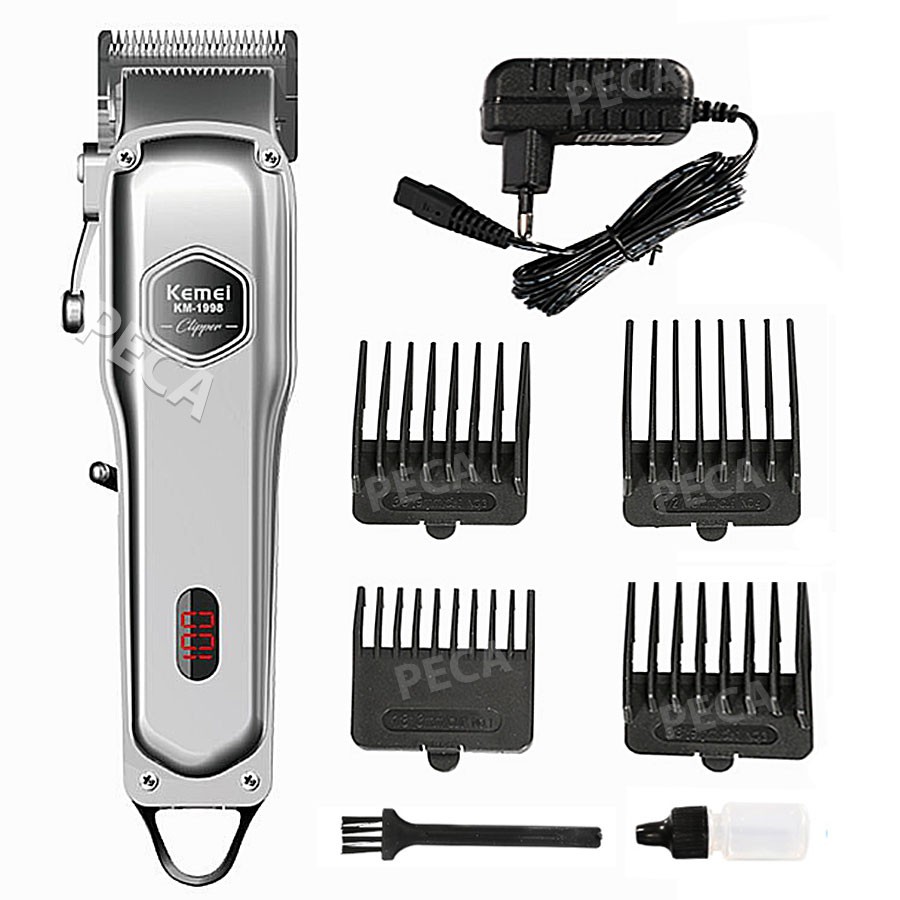 Tông đơ cắt tóc Kemei Km-1998 có màn hình LED hiển thị chuyên nghiệp dùng fade, tattoo tóc cho barber gia đình và trẻ em