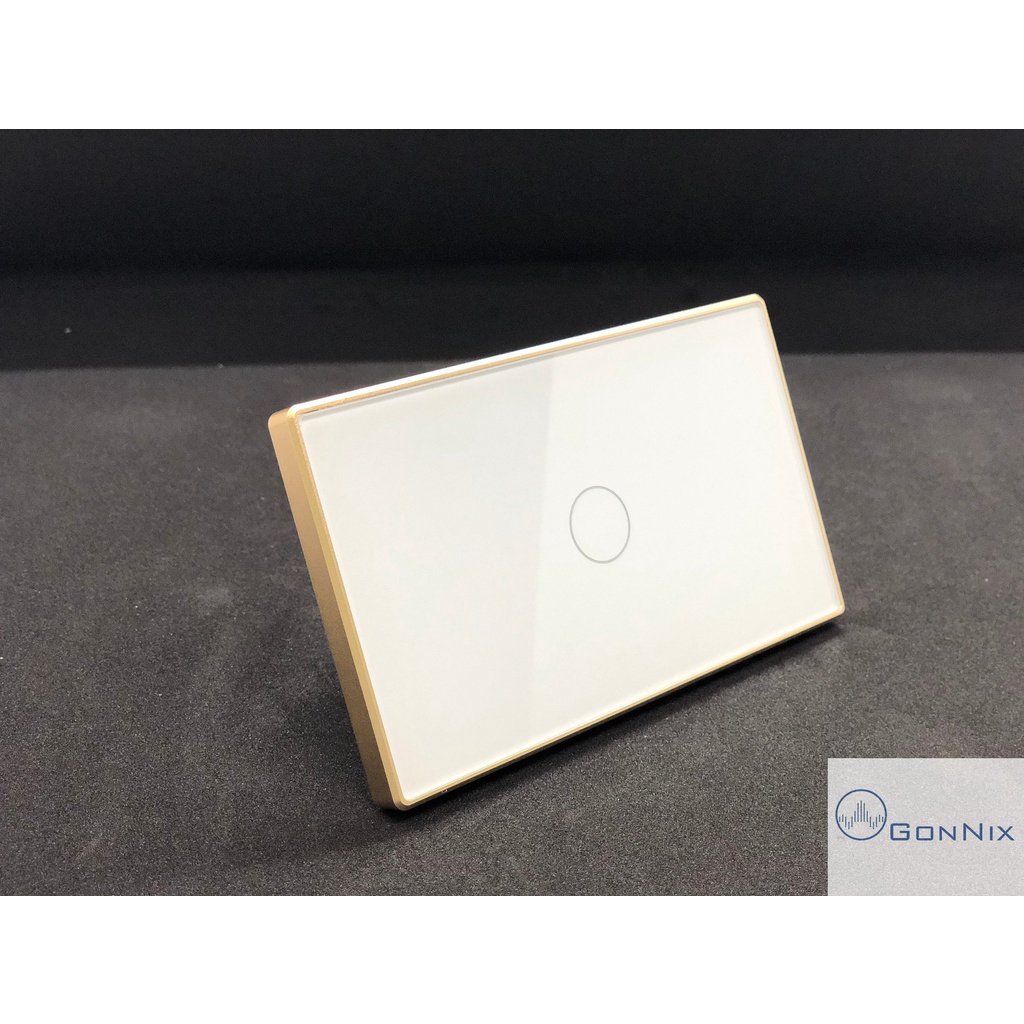 Công tắc thông minh Zigbee Tuya, hình chữ nhât viền vàng, điều khiển qua điện thoại App SmartLife/TuyaSmart