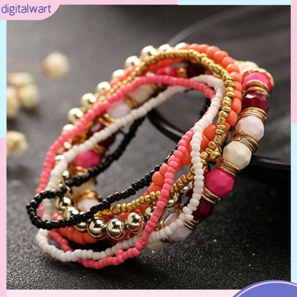 Set 7 Vòng Tay Chuỗi Hạt Nhiều Màu Sắc Phong Cách Bohemian Cá Tính Trẻ Trung Dành Cho Nữ