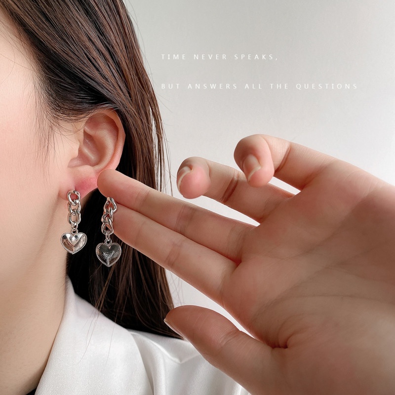 Khuyên Tai Dây Xích Hình Trái Tim Xinh Xắn  191118Bông Tai Thời Trang Sang Trọng Cao Cấp Cho Nữ