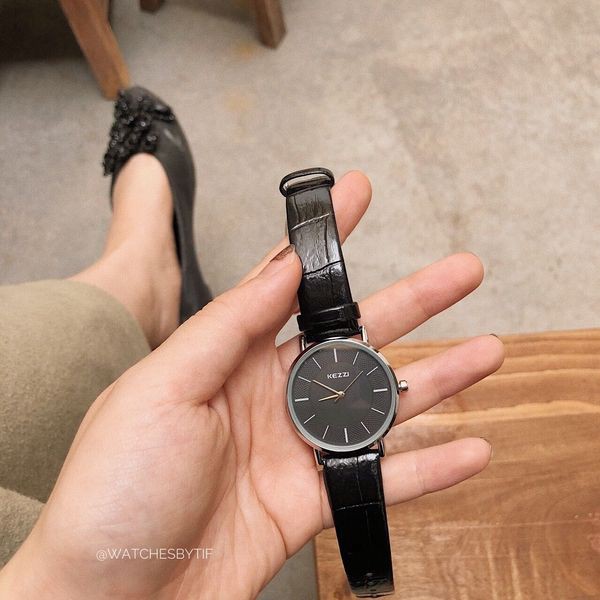 [KÈM VIDEO] Đồng hồ nam nữ KEZZI CLASSIC Korea dây da full black size 32/40mm - thanh mảnh và chống nước tốt | BigBuy360 - bigbuy360.vn