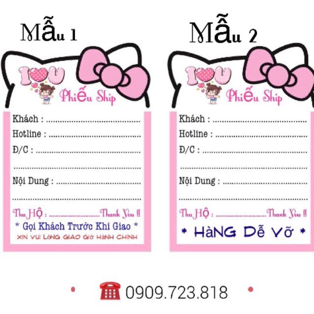Phiếu decal giao hàng kitty
