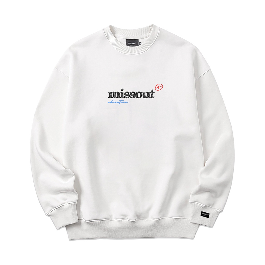 Áo sweater Missout SS1 2 màu đen trắng in 2 mặt
