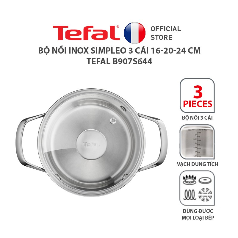 Bộ nồi INOX Tefal Simpleo 3 cái B907S644