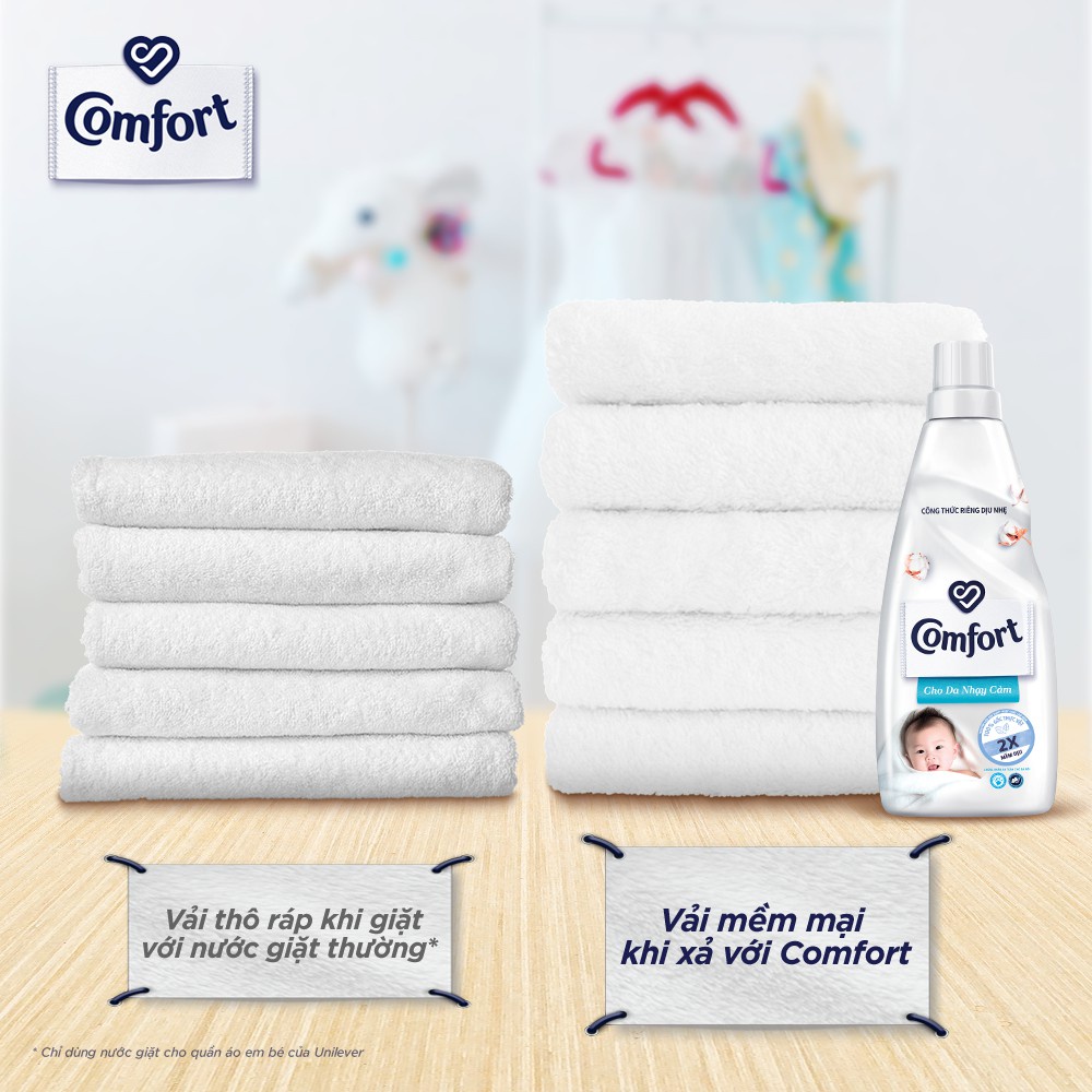 [HC GIFT] Combo 2 túi nước xả vải Comfort Cho Da Nhạy Cảm 120ml/túi - Phù hợp với cả em bé