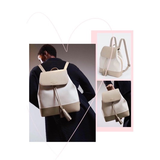 TNS-Balo rút dây hottrend C•and•K backpack-chất da mềm cao cấp-màu trắng phối kem sang chảnh