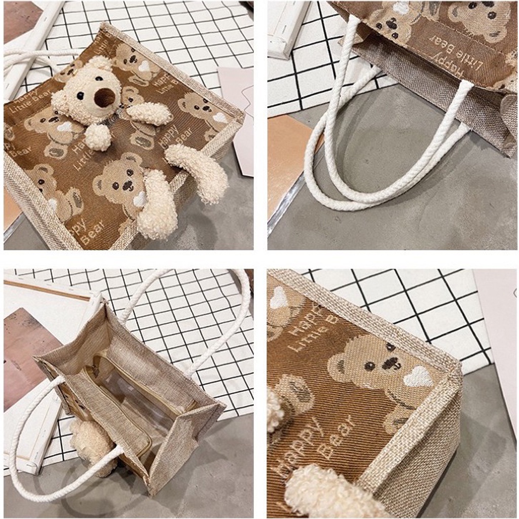 Túi Cói Hình Gấu Bông Siêu Tiện Dụng TÚI XINH TBB20