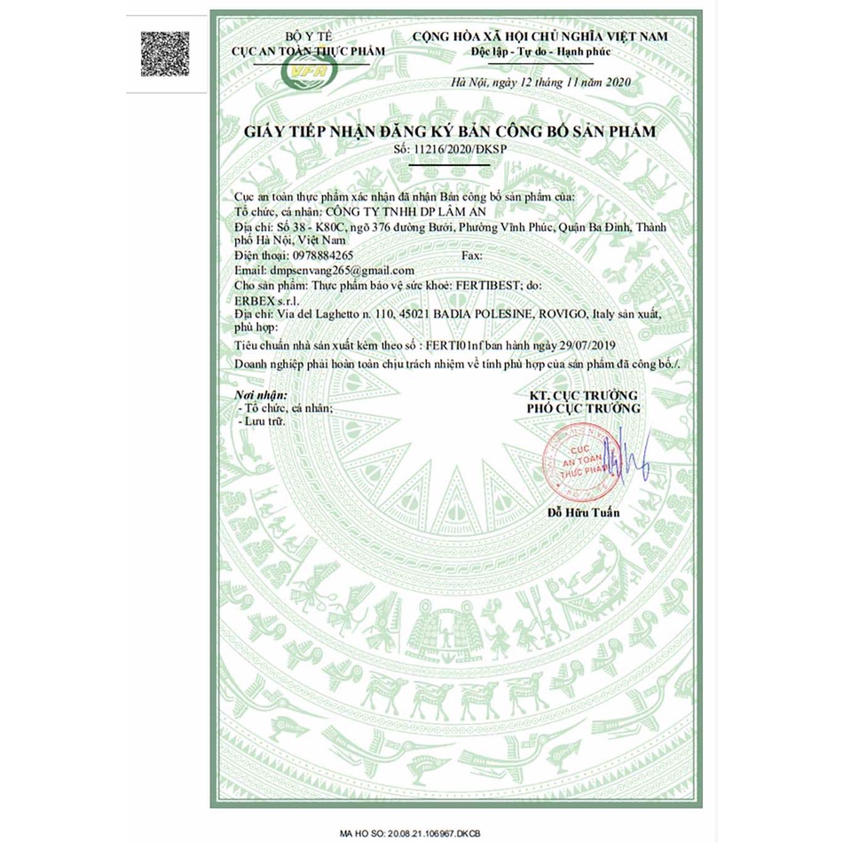 Fertibest  tăng chất lượng và số lượng tinh trùng, tăng thụ thai, hỗ trợ vô sinh hiếm muộn