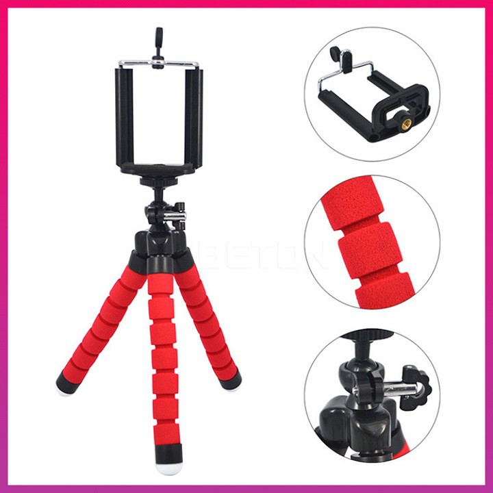 Tripod điện thoại 3 chân bạch tuộc, giá đỡ điện thoại chân bạch tuộc, kẹp điện thoại chân bạch tuộc mini Educase86