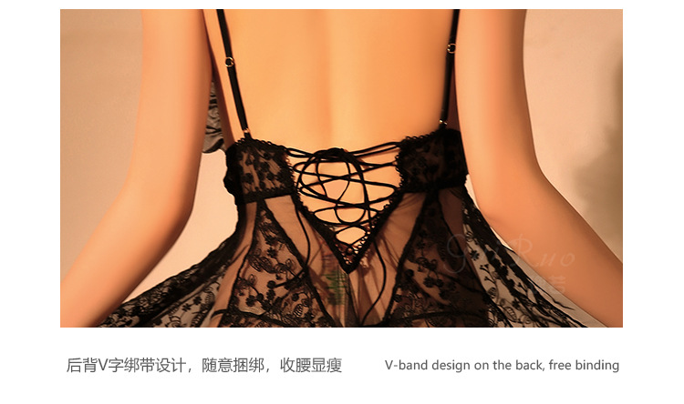 Set đầm ngủ xuyên thấu kèm quần lót dây gợi cảm cho nữ