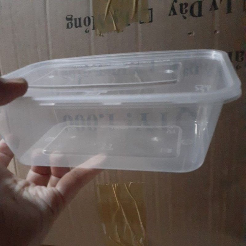 Hộp nhựa Thực phẩm Chữ nhật 750ml 50 cái kèm nắp
