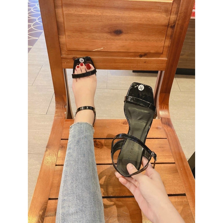 GIÀY CAO GÓT SANDANL GÓT THẠCH ĐEN LẺ SIZE 35 SALE TỒN KHO