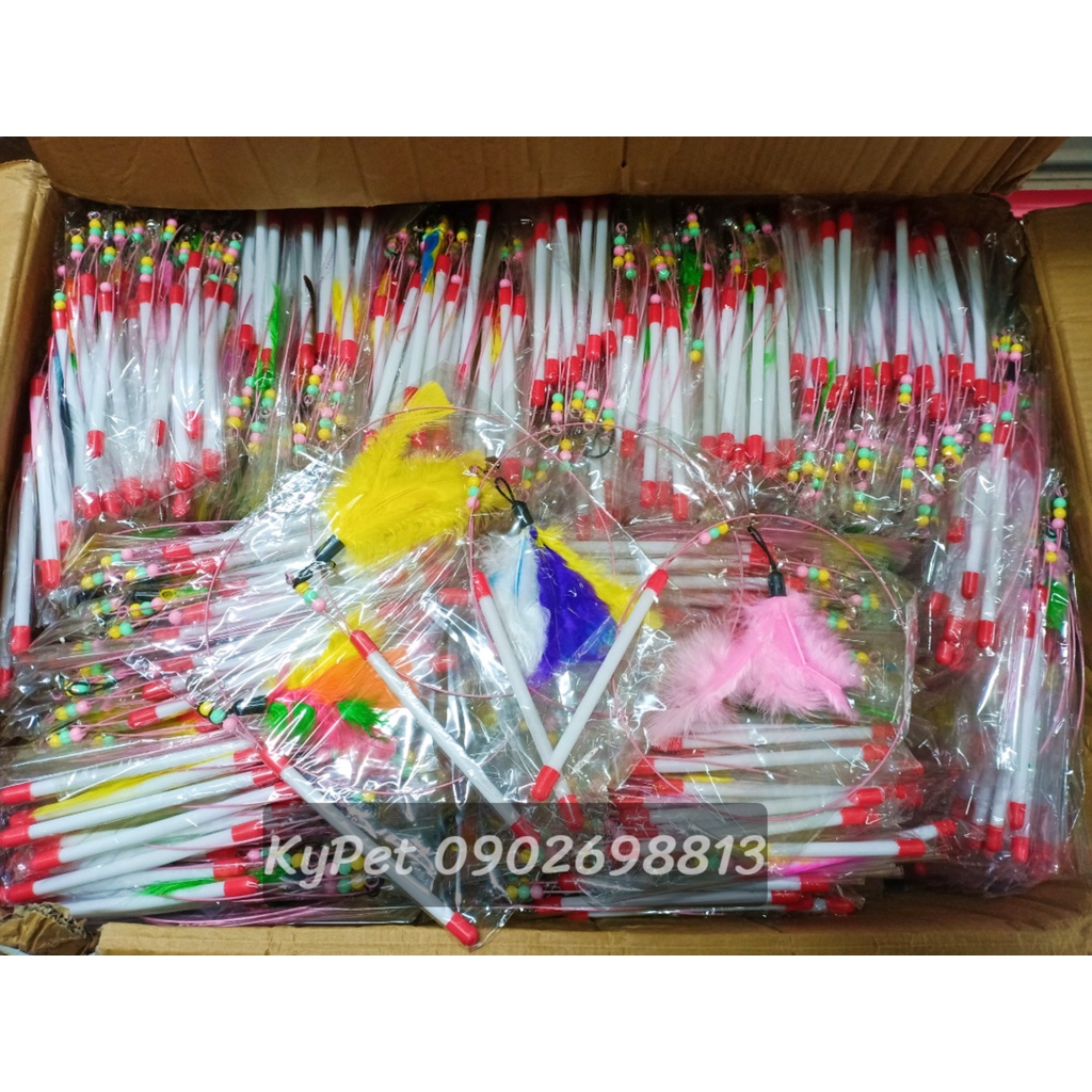 Đồ chơi cần câu dây thép cho mèo vờn