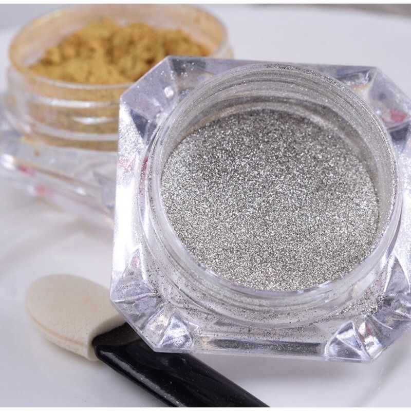 Hộp 1g bột tráng gương Silver trang trí móng.