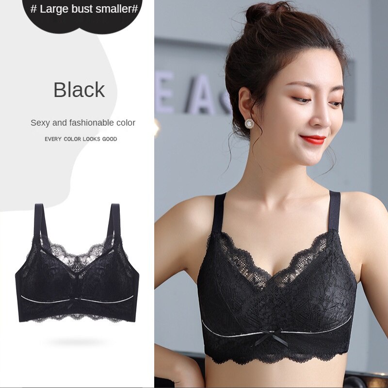 Sexy lace bra thin section without steel ring gathers to prevent sagging, adjustable bra 34-42BCDE