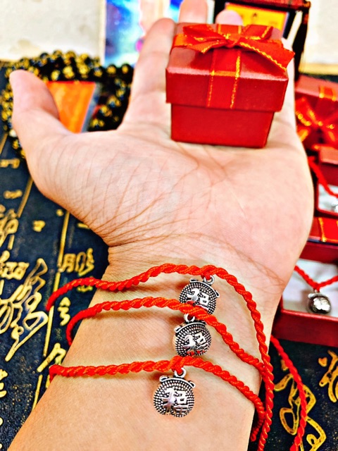 Vòng Chỉ đỏ chữ Phúc ❤️Bạc Thái 925❤️ tặng hộp đựng và bùa bình an