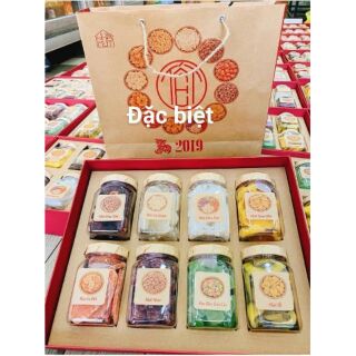 Chỉ 330k !!! Combo Hộp mứt Tết 8 vị vintage + 1 bộ bao lì xì hot trend