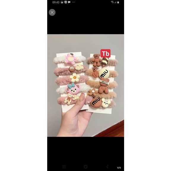 Sét 5 Chun Buộc Tóc Lông Nhung- Dây Buộc Tóc Cao Su Co Giãn Mẫu Hoạt Hình ICON DỄ THƯƠNG
