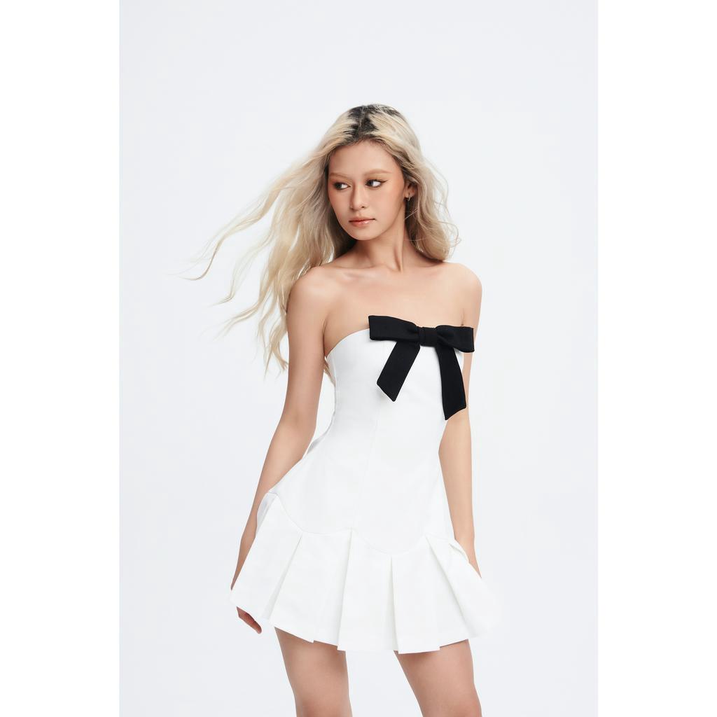 Đầm Denim Cúp Ngực Xếp Ly Đính Nơ Laurence Dress LSEOUL V23051530 Ngọt Ngào Nữ Tính