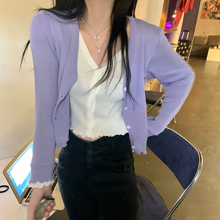 Áo khoác cardigan 2 mảnh phối ren phong cách thời trang mới 45678