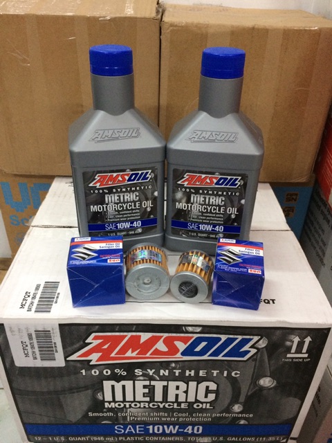 Combo Amsoil Metric 10W-40 + Lọc Nhớt Suzuki Indonesia To/Nhỏ