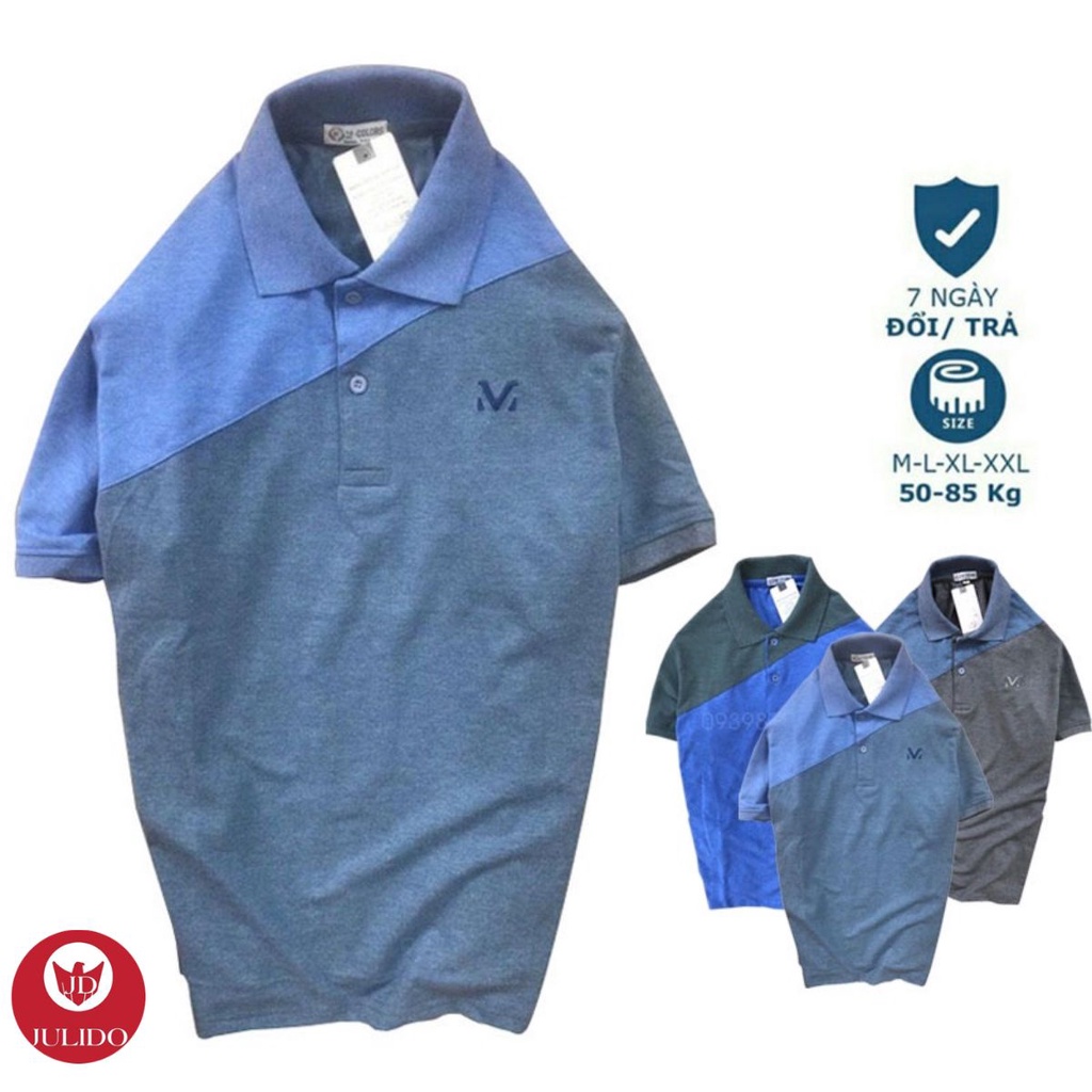 Áo polo nam cổ trụ, thun Phối vai cao cấp from chuẩn, thiết kế phong cách sang trọng,JULIDO51