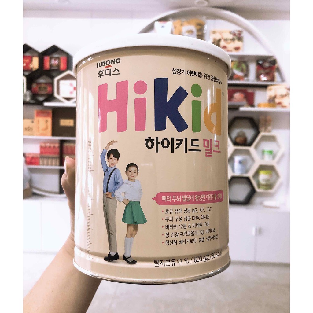 Sữa Hikid dê Hàn Quốc vị Vani, Socola, Premium 600g tăng chiều cao cho bé 1-9 tuổi