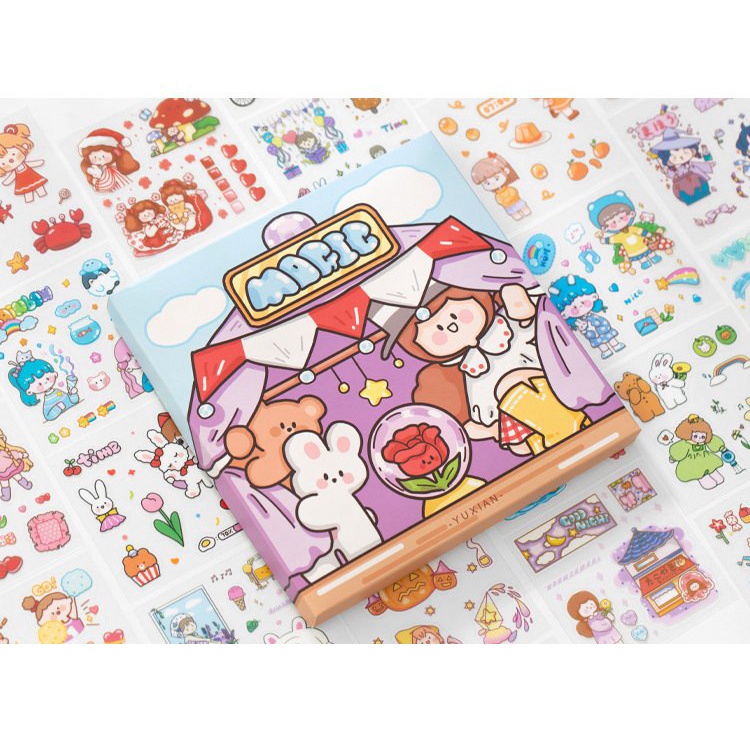 🍓 Sticker 100 tấm Hộp quà tặng dán hoạt hình trang trí sổ lưu niệm dễ thương