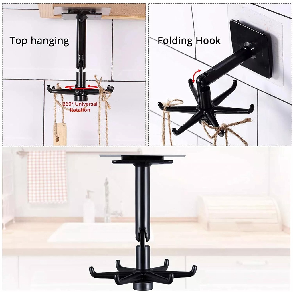 Móc Treo Khăn Dạng Đứng Nắp Lật Xoay 180 Độ Tự Dính Sắp Xếp Gọn Gàng Cho Nhà Tắm