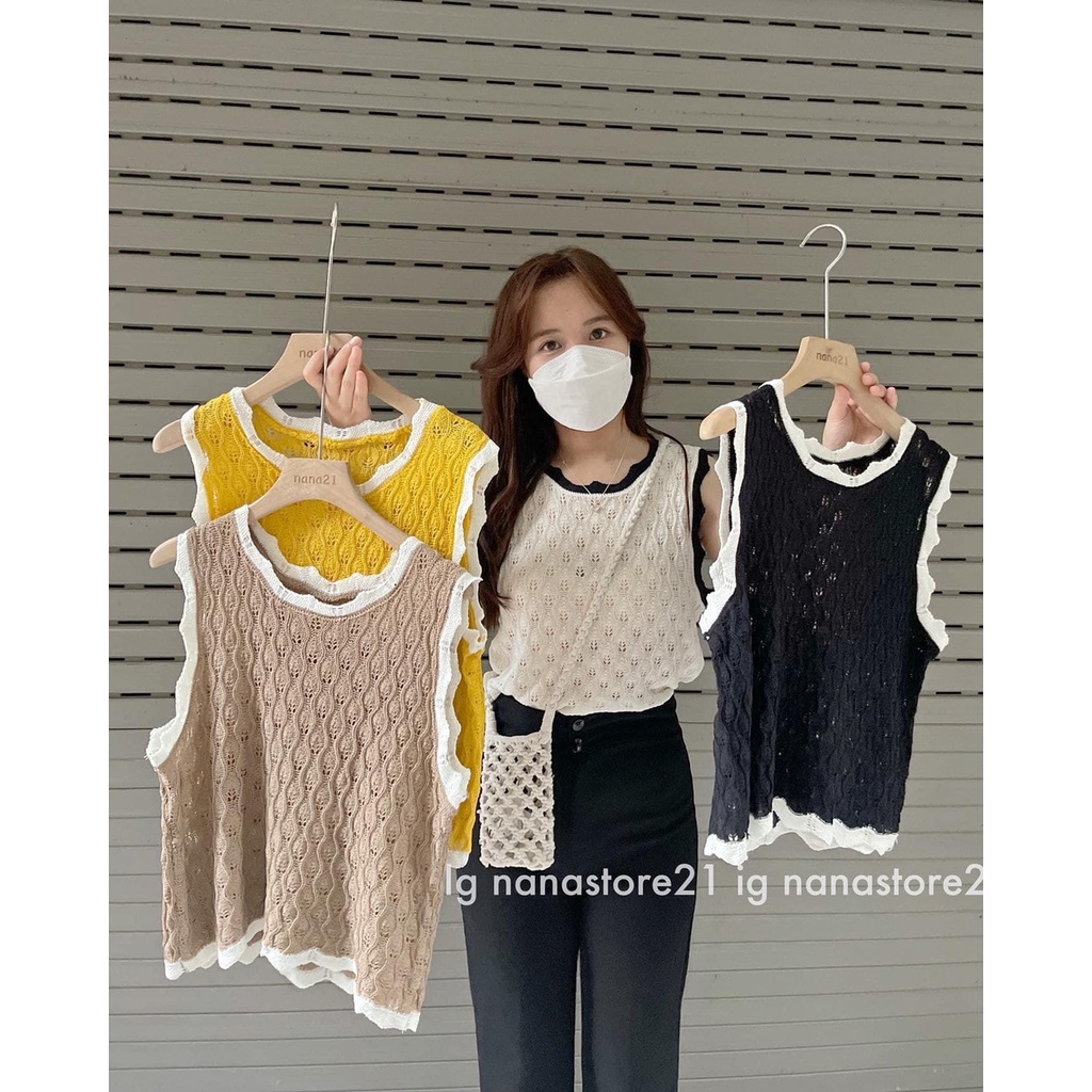 Áo nữ ba lỗ lưới viền ren croptop trẻ trung hiện đại dạo phố đi chơi siêu xinhI Trần Hân Shop 1006254