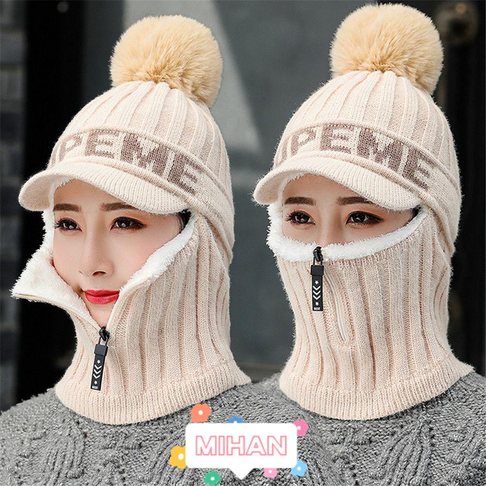 Mũ Beanie Kèm Khăn Choàng Cổ Bằng Lông Nhung Dễ Thương Xinh Xắn MIHAN1