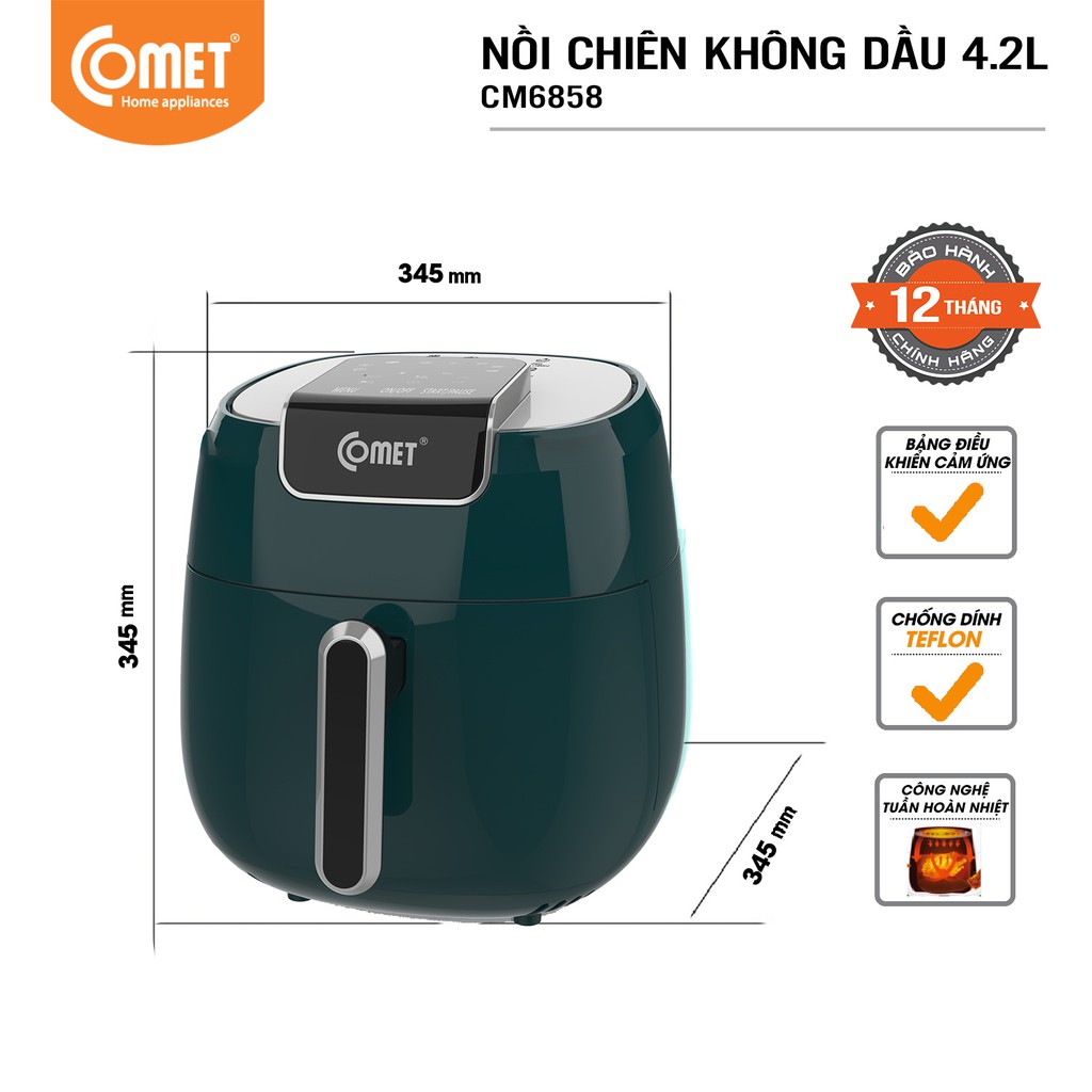 Nồi chiên không dầu điện tử COMET 4,2L - CM6858