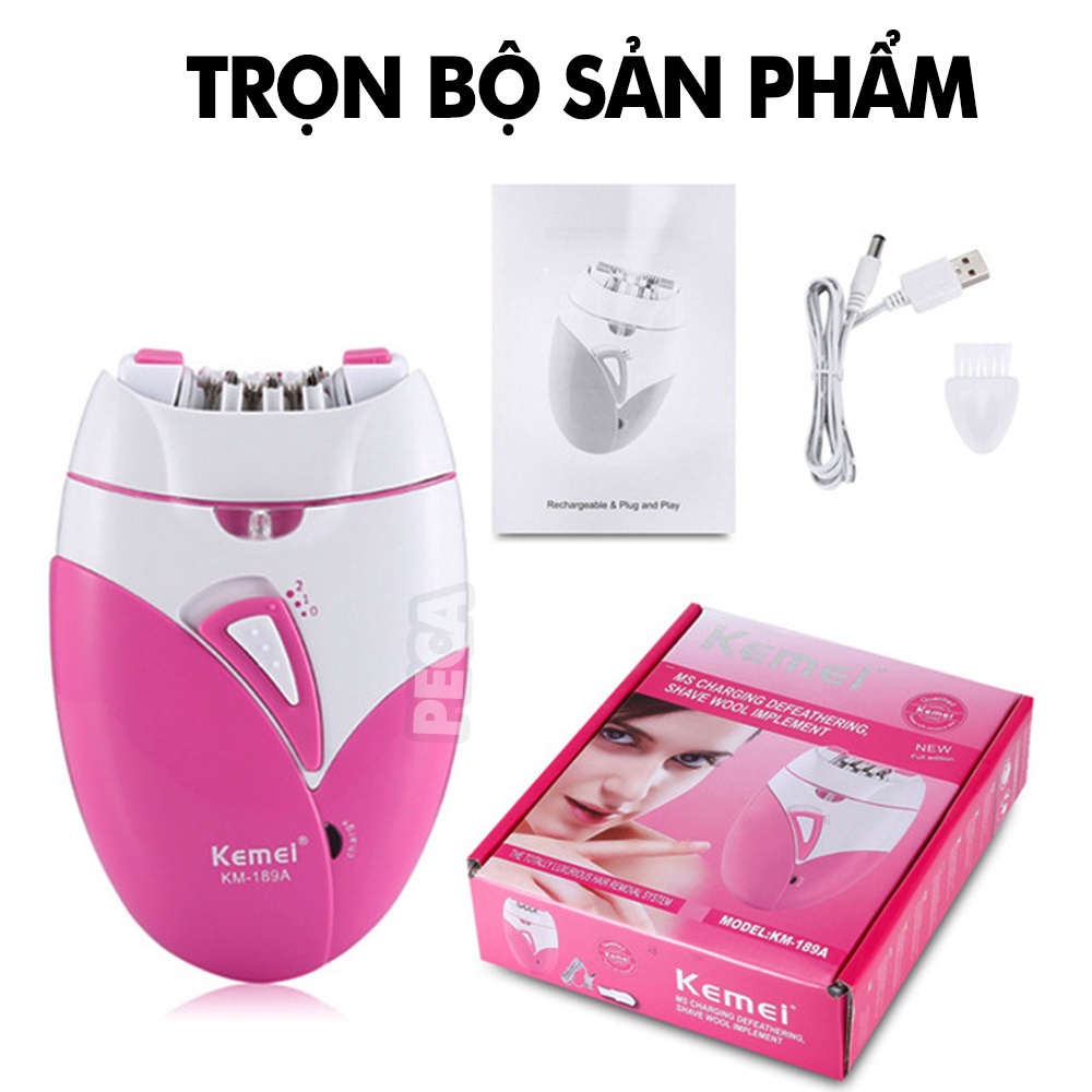 Máy tẩy, cạo lông Kemei KM-189A tẩy và nhổ lông toàn thân, dùng pin sạc chuyên nghiệp - hàng chính hãng