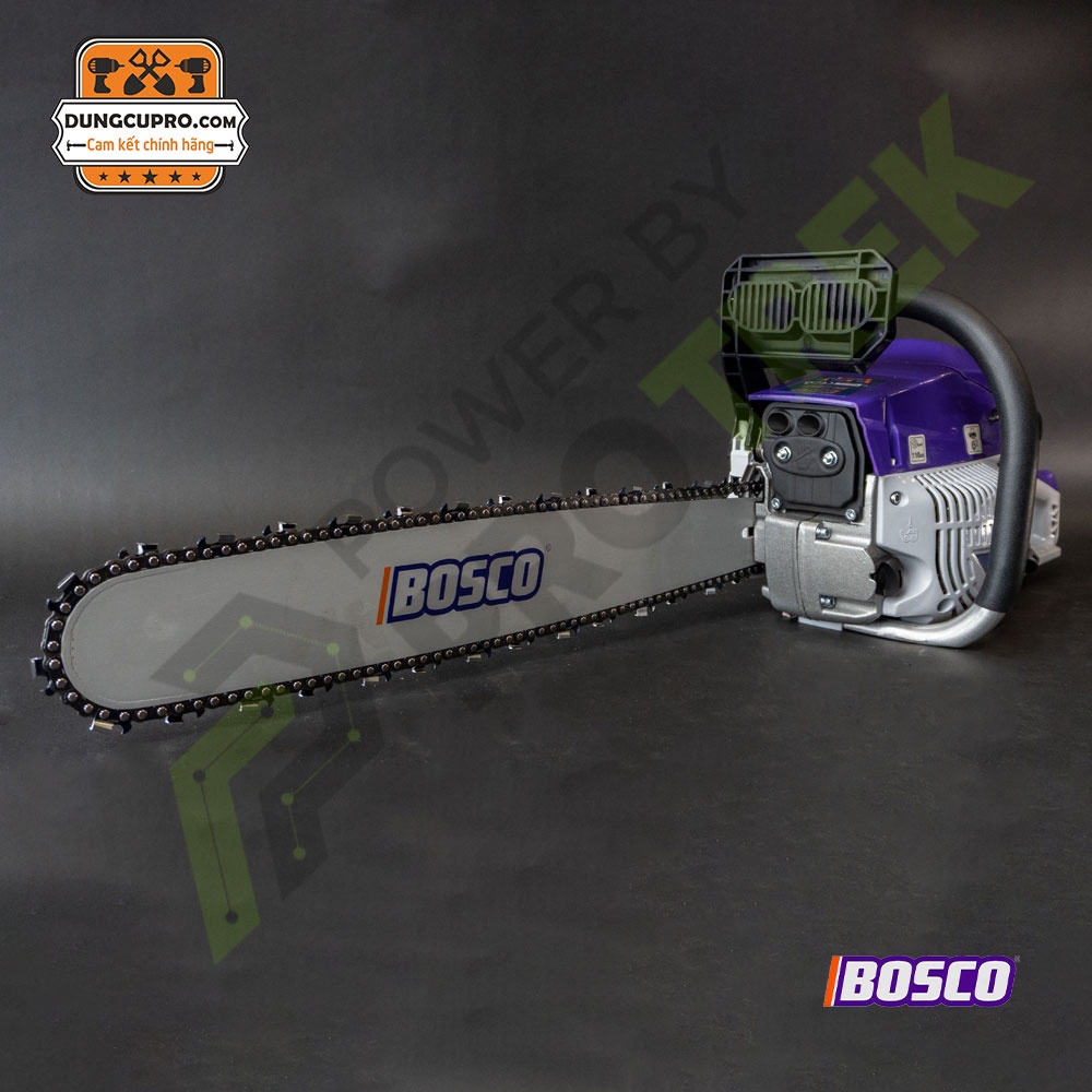MÁY CƯA XÍCH BOSCO 6900 62CC - CHẠY XĂNG 2 THÌ CƯA ĐƯỢC MỌI LẠI CÂY